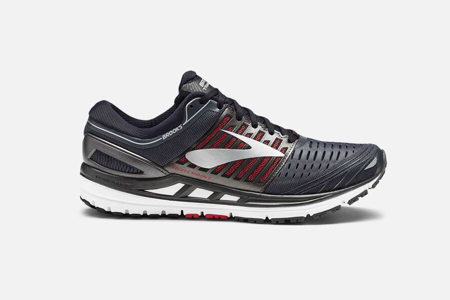 Brooks Men's Transcend 5 Road Running Shoes Navy/Silver/Red ESBT-71068